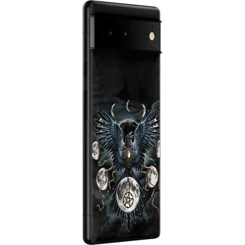 Crow and Moon Phases by Sarah Richter Google Pixel 6 Skin